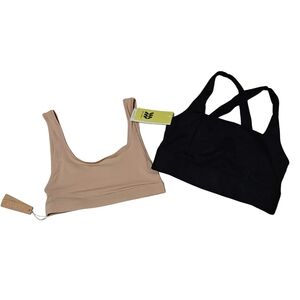 NWT BUNDLE Skims & All Motion Women's Black and Tan Bralette Set Size XXS/XS